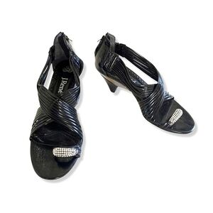 3 For $30! SALE Renne Wilmaiim Black Vegan Zircon RmEmbellished Open Toe Sandals